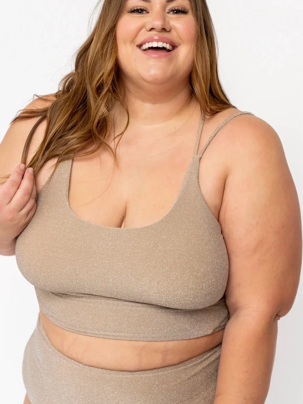 Coral Reef Manava Swim high-Waist champagne Shimmer wave bottom NWT
